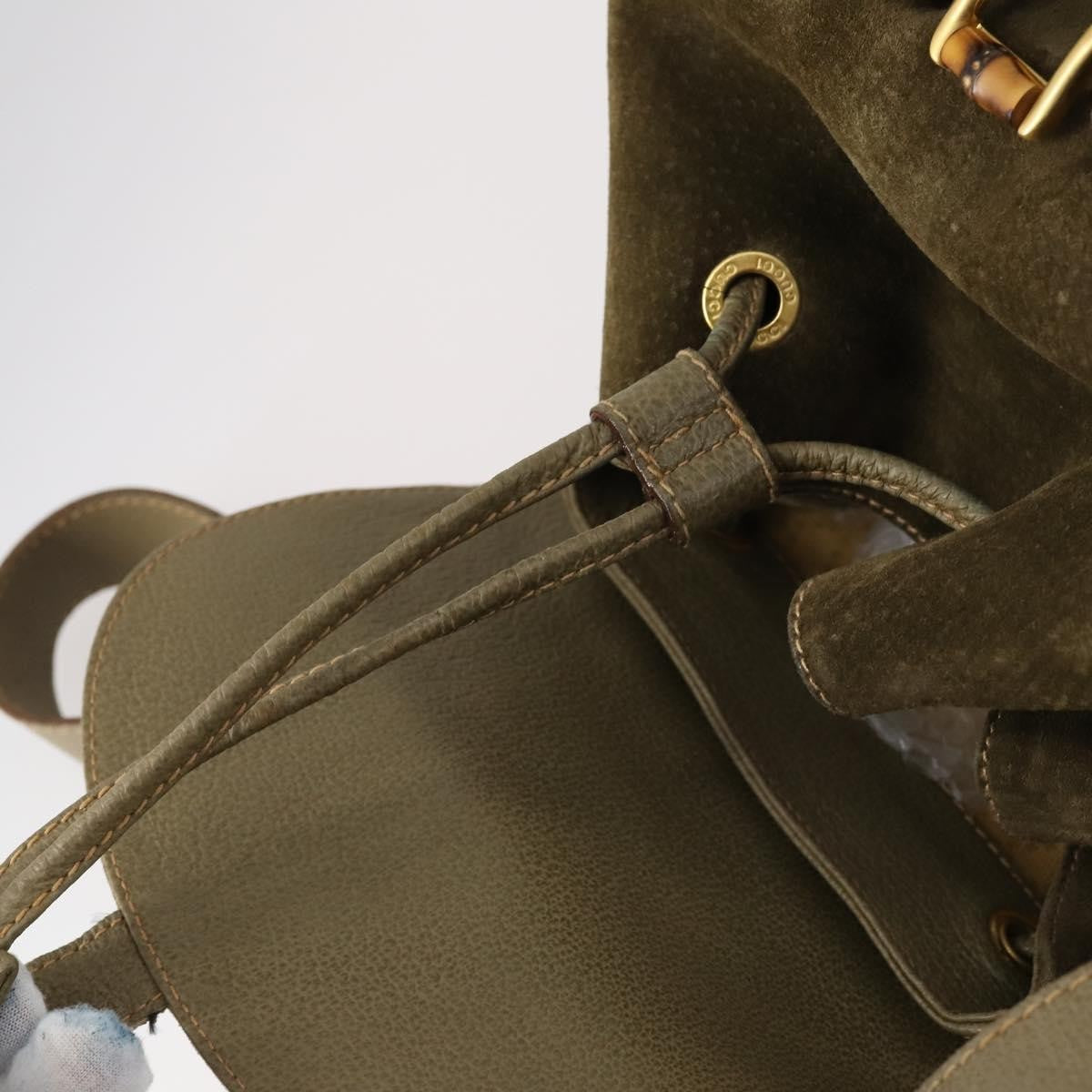 Gucci Vintage Bamboo Backpack Suede, KHAKI, SUEDE, Backpack