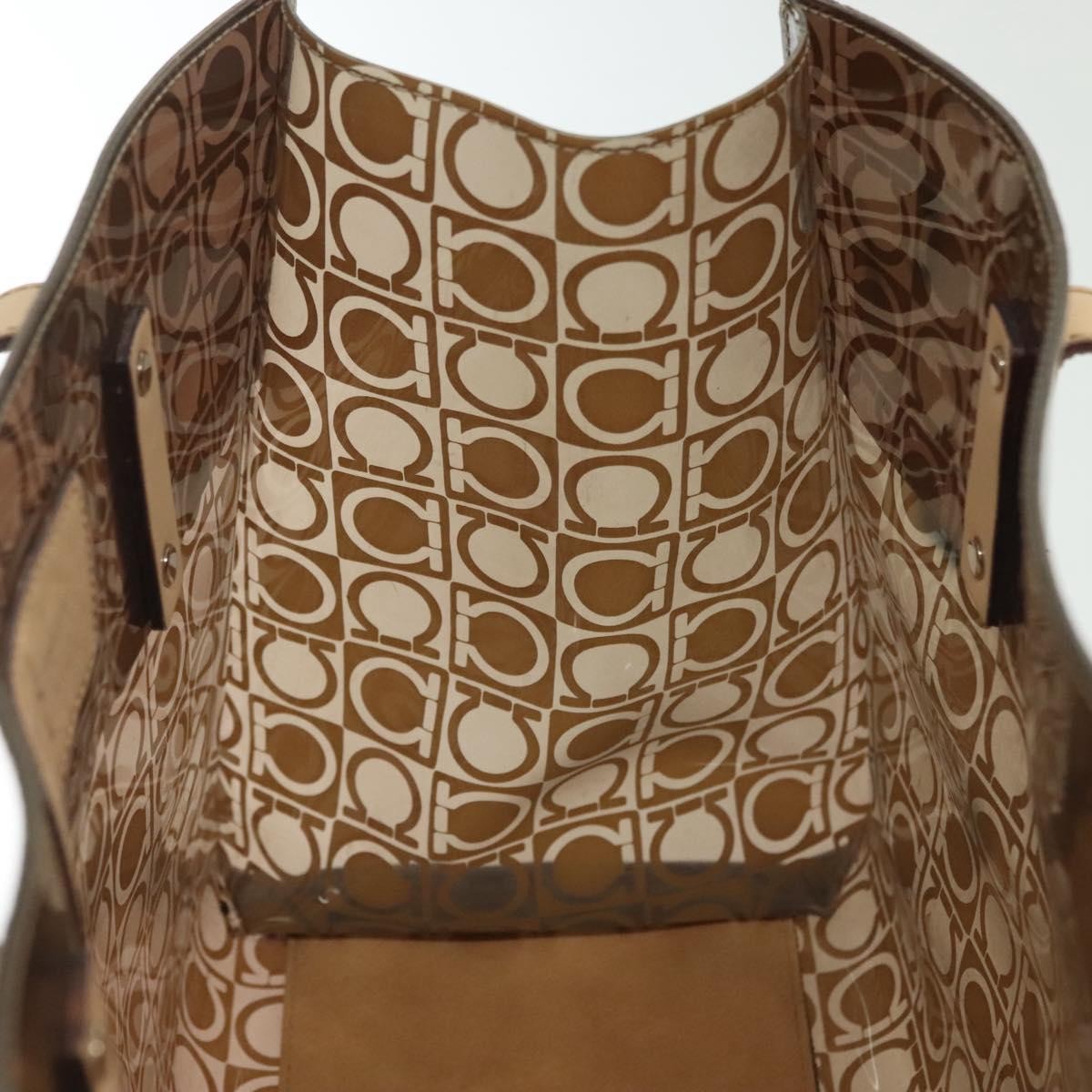Salvatore Ferragamo Gancini Tote Vinyl, BROWN, SYNTHETIC, Tote bag