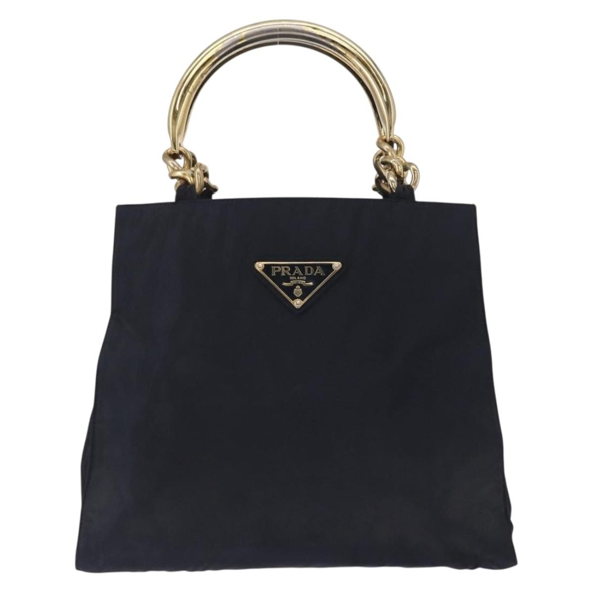Prada Metal Handles Tote Tessuto, NAVY, NYLON, Tote bag