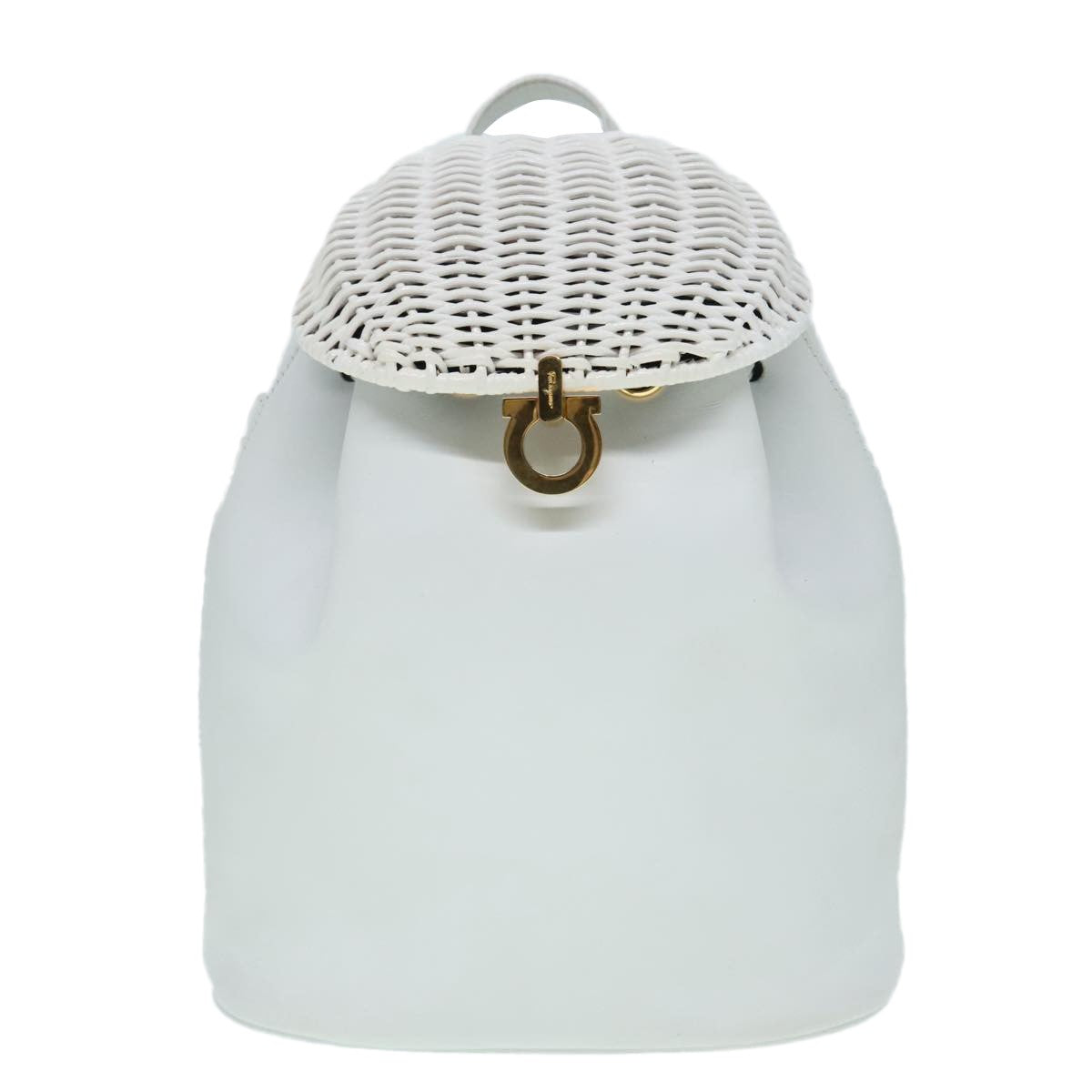 Salvatore Ferragamo Gancini Backpack Leather, WHITE, LEATHER, Backpack