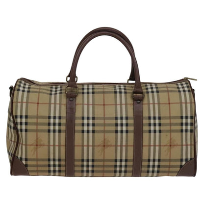 Burberry Convertible Weekend Duffle Bag Haymarket Coated Canvas, BEIGE, CANVAS, Travel bag