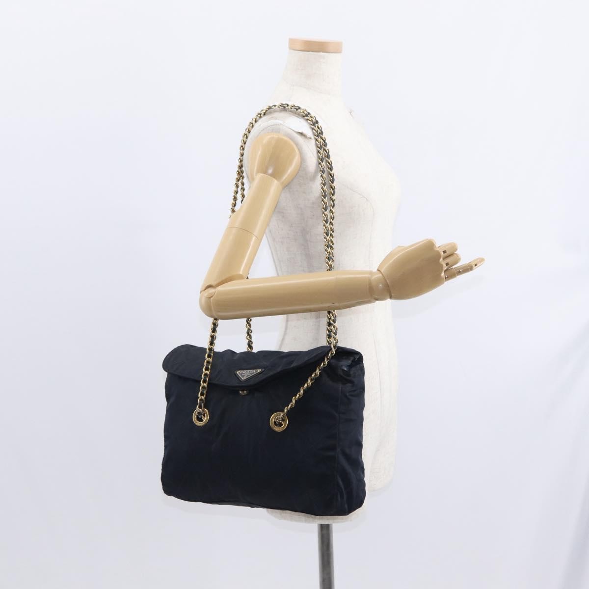 Prada Chain Shoulder Bag Tessuto, NAVY, NYLON, Shoulder bag