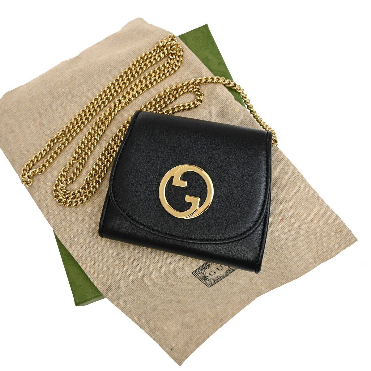Gucci Blondie NM Wallet on Chain Leather, BLACK, LEATHER, Wallets