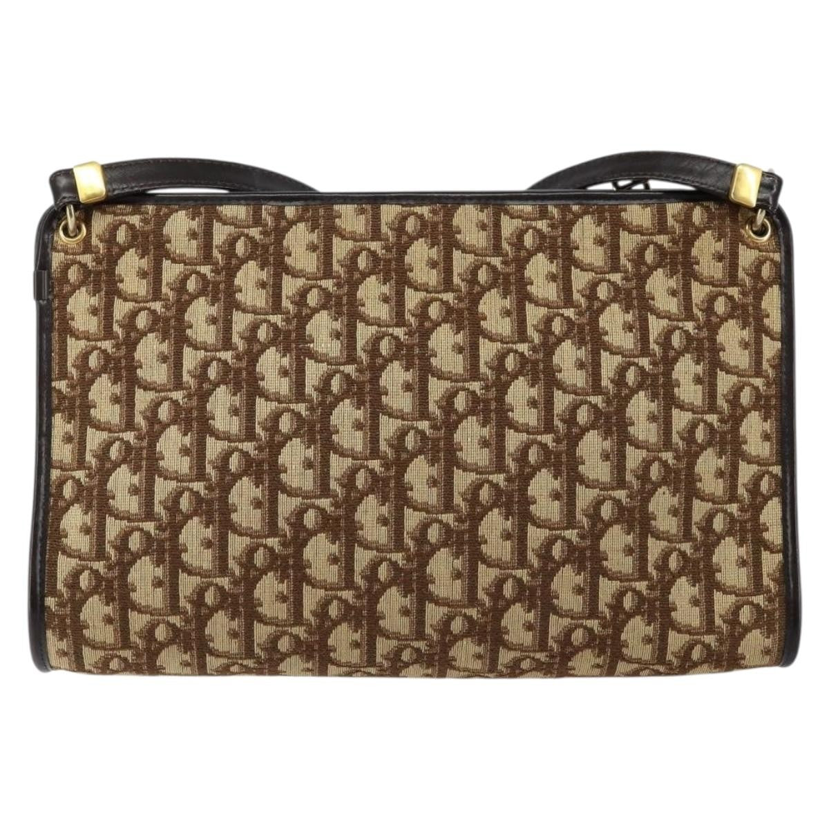 Christian Dior Vintage Trotter Shoulder Bag Canvas, BROWN, CANVAS, Shoulder bag