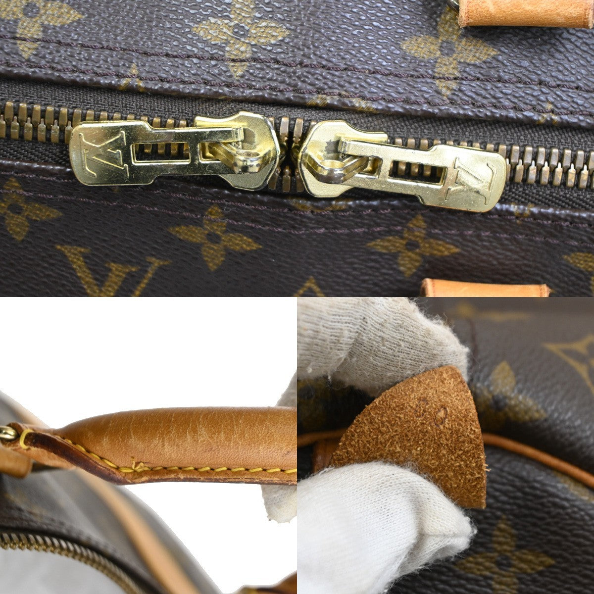 Louis Vuitton Keepall Bag Monogram Canvas, BROWN, LEATHER, Travel bag