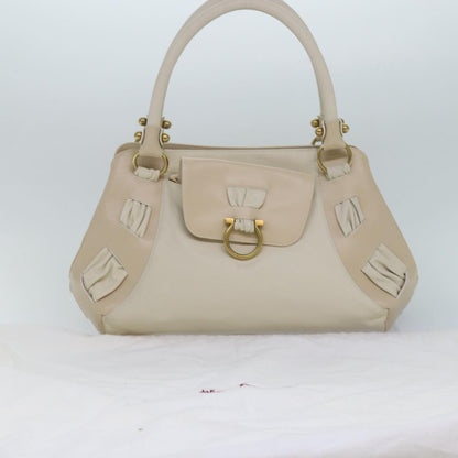 Salvatore Ferragamo Gancini Shoulder Bag Leather, BEIGE, LEATHER, Shoulder bag