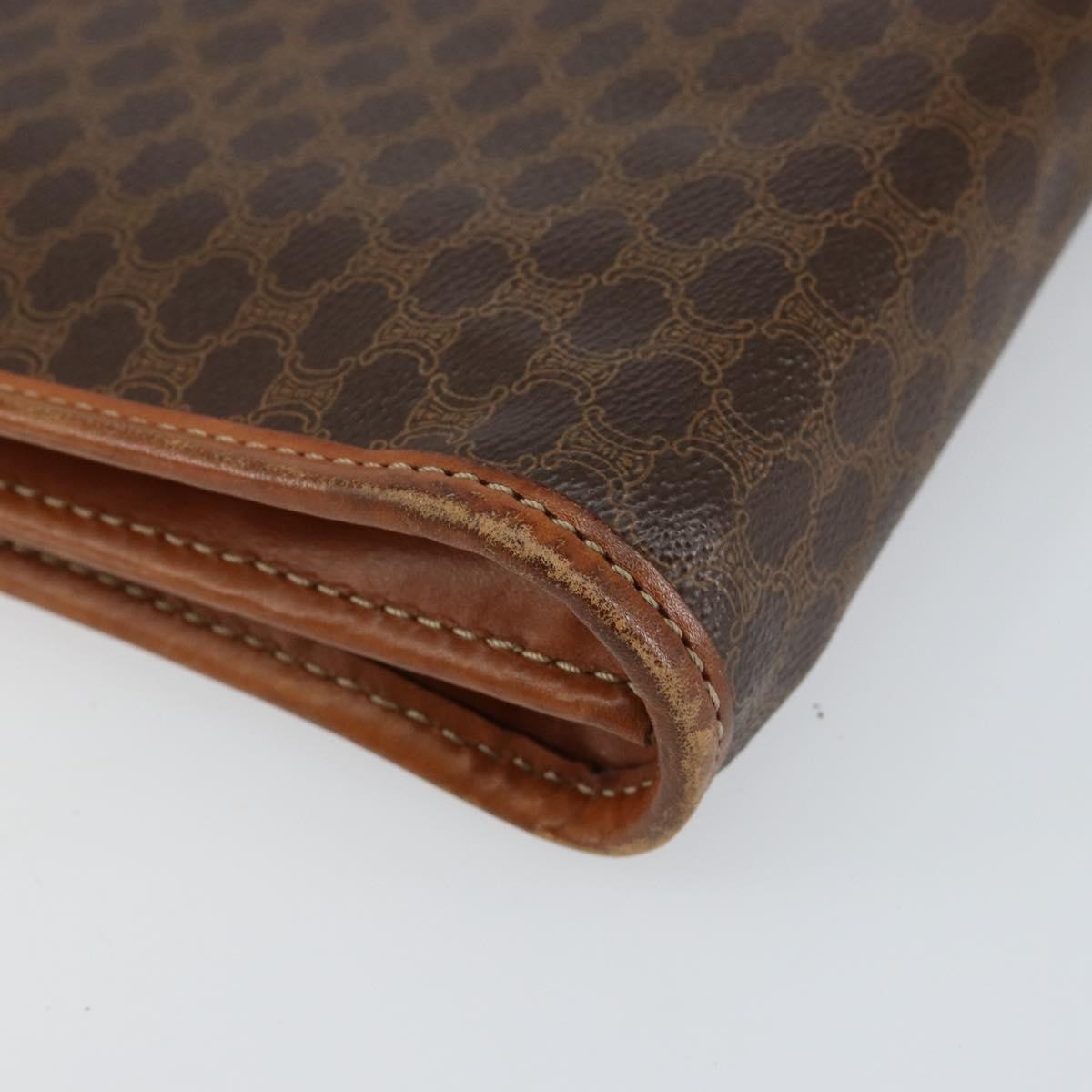 Celine Macadam Pochette Canvas and Leather, BROWN, CANVAS, Clutche & pouche