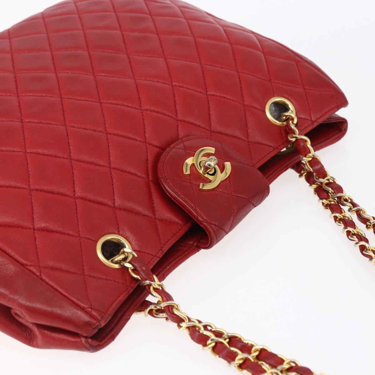 Chanel Vintage Shopping Tote Quilted Lambskin, RED, LEATHER, Tote bag