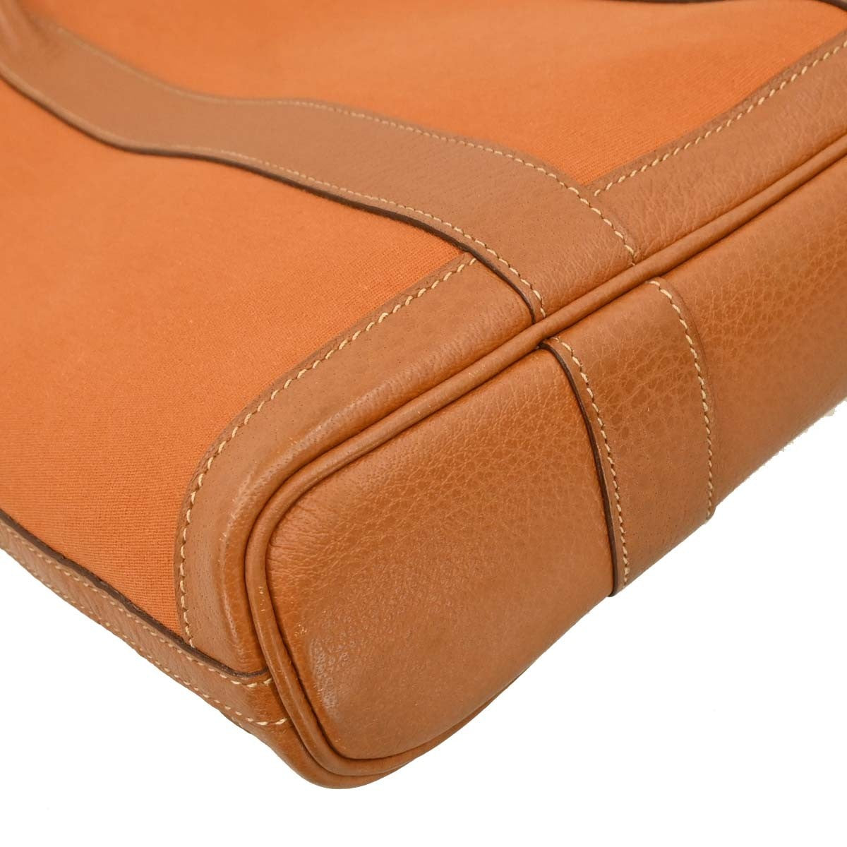 Hermes Garden File Tote Toile and Leather, ORANGE, CANVAS, Tote bag