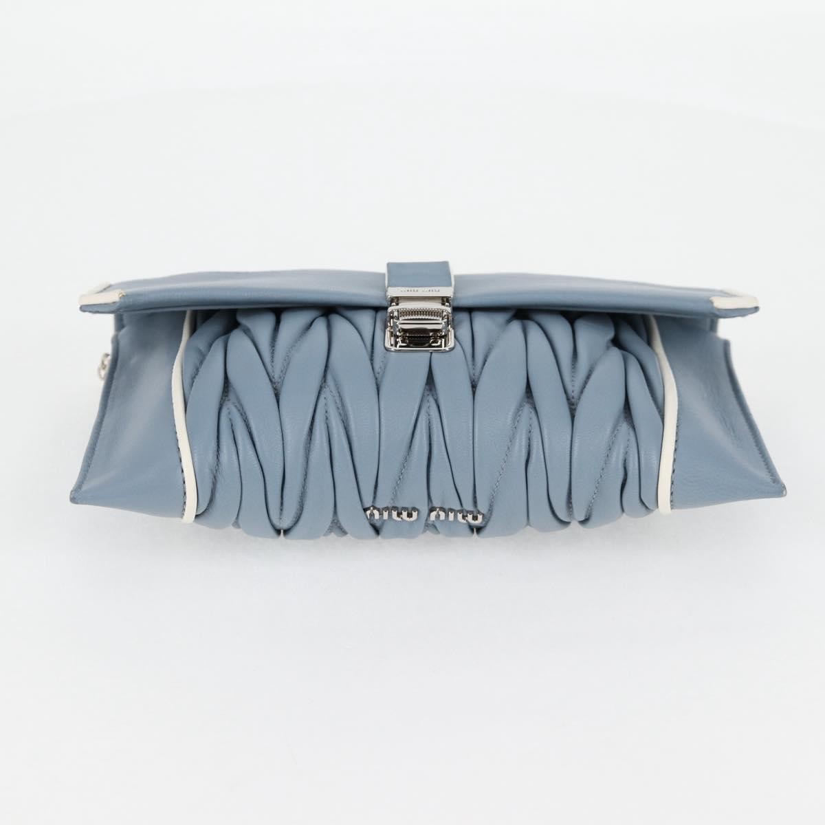Miu Miu Madras Chain Clutch Matelasse Leather with Glitter, BLUE, LEATHER, Shoulder bag