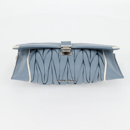 Miu Miu Madras Chain Clutch Matelasse Leather with Glitter, BLUE, LEATHER, Shoulder bag