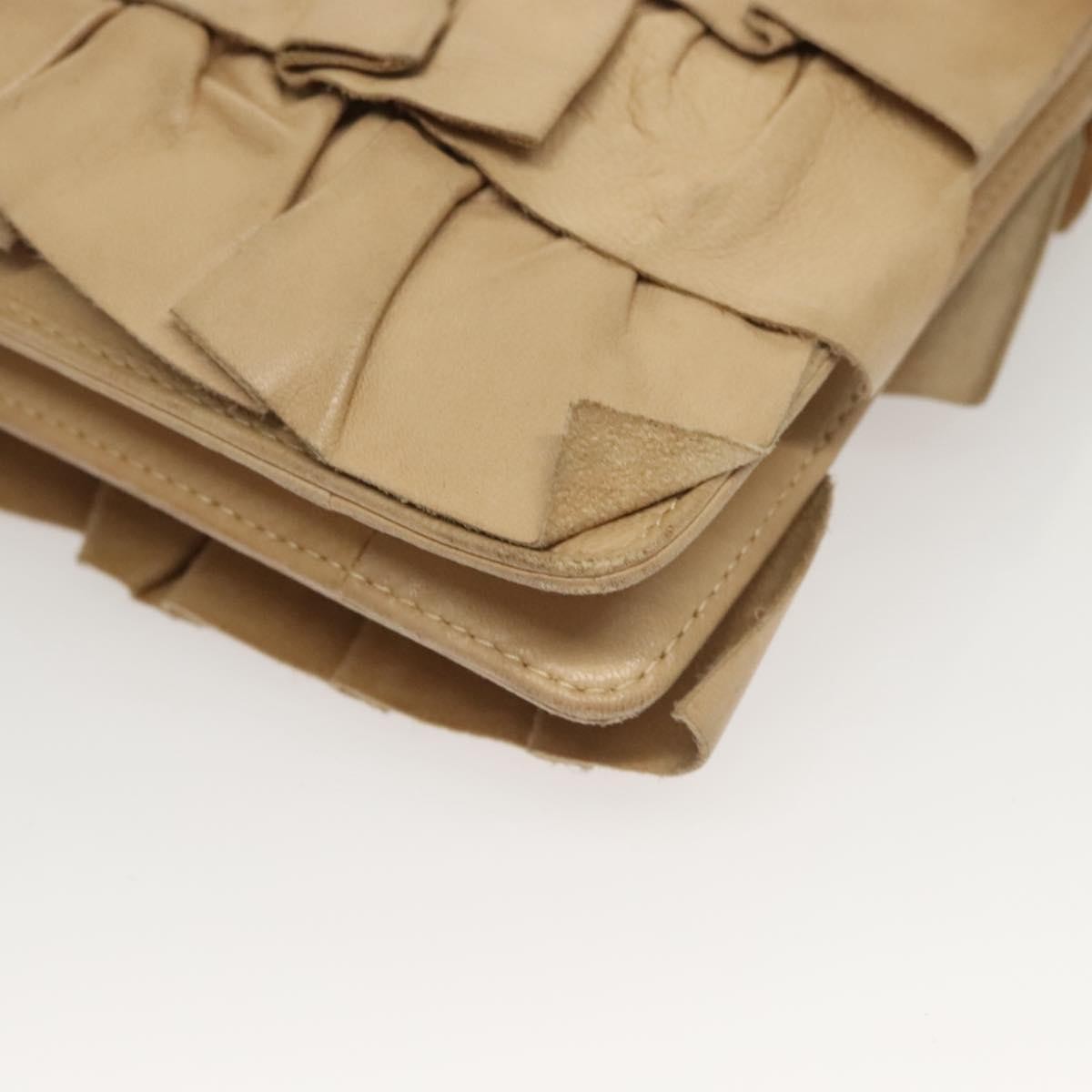 Chanel Ruffle Chain Pochette Lambskin, BEIGE, LEATHER, Clutche & pouche