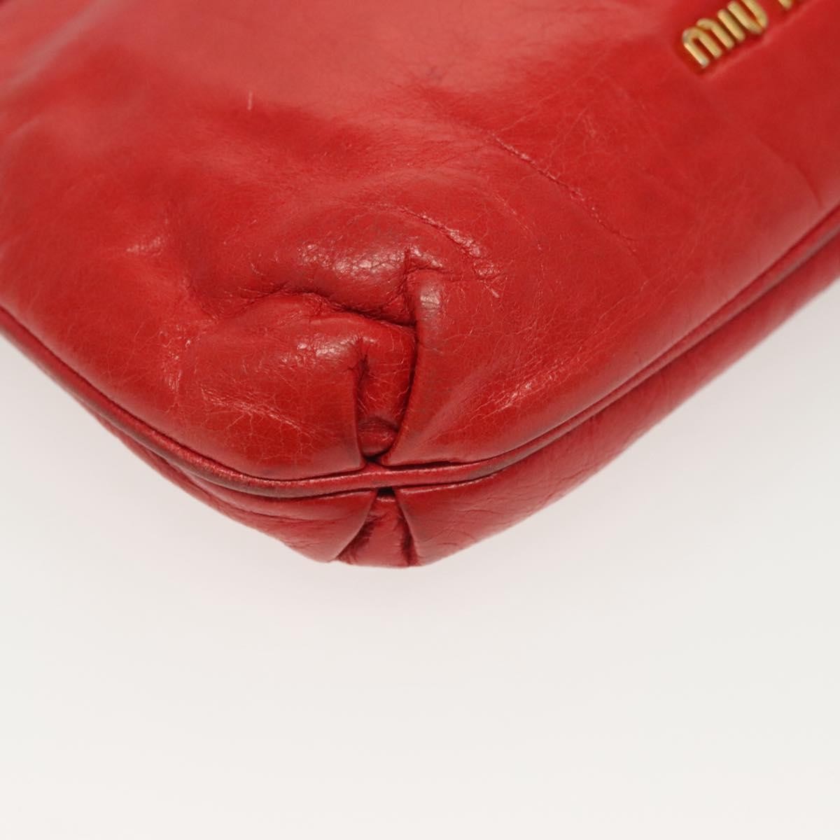 Miu Miu Zip Wristlet Pouch Leather, RED, LEATHER, Clutche & pouche