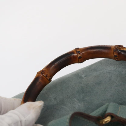 Gucci Vintage Bamboo Backpack Suede, TURQUOISE, SUEDE, Backpack