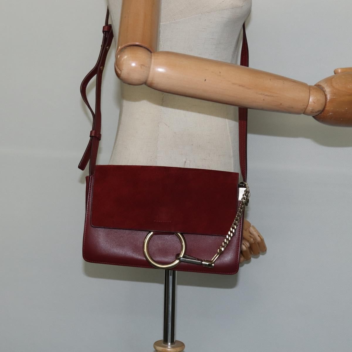 Chloe Faye Shoulder Bag Leather and Suede, RED, SUEDE, Shoulder bag