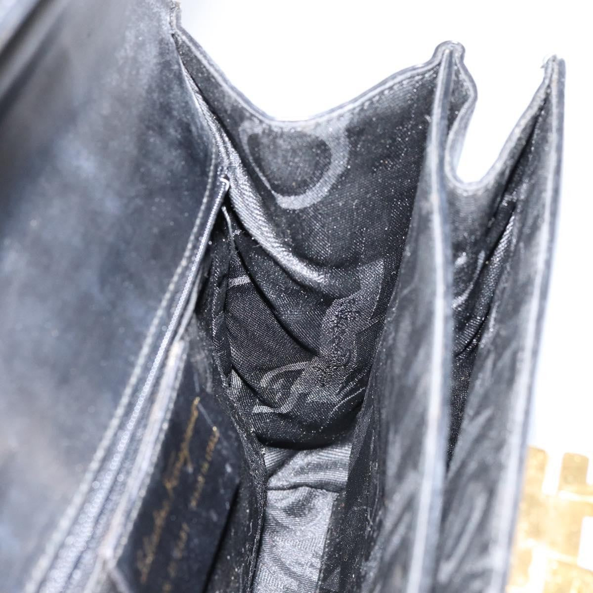 Salvatore Ferragamo Gancini Convertible Top Handle Bag Leather, BLACK, LEATHER, Handbag