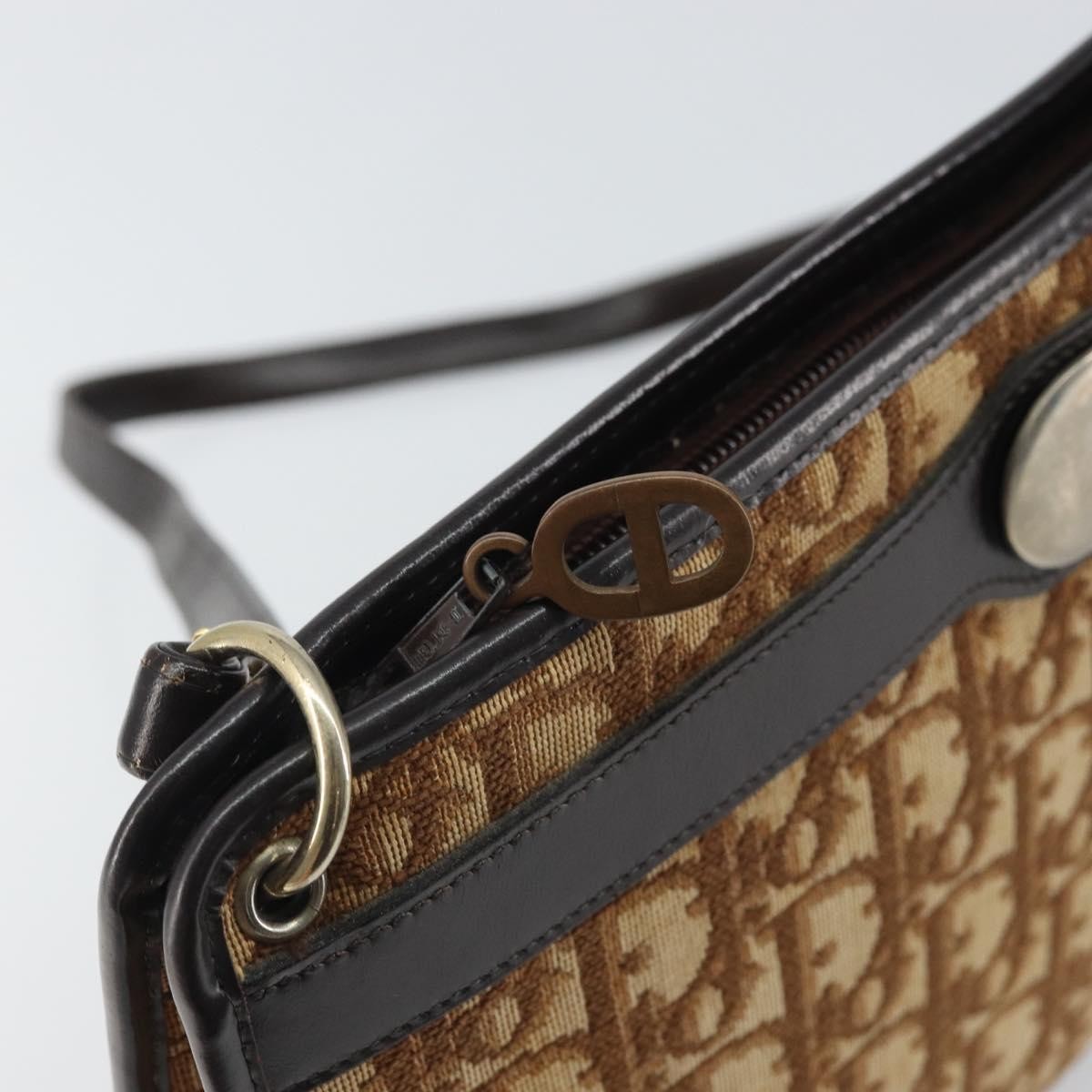 Christian Dior Vintage Trotter Shoulder Bag Canvas, BEIGE, CANVAS, Shoulder bag