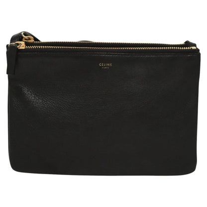 Celine Trio Crossbody Bag Leather, BLACK, LEATHER, Crossbody bag