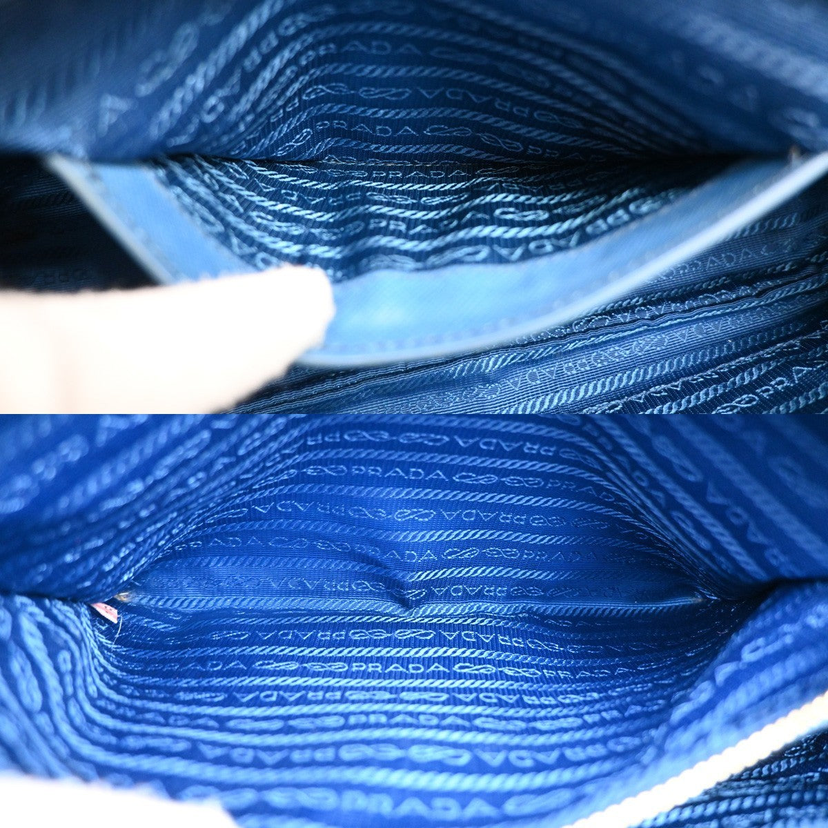 Prada Bauletto Bag Saffiano Leather, BLUE, LEATHER, Handbag