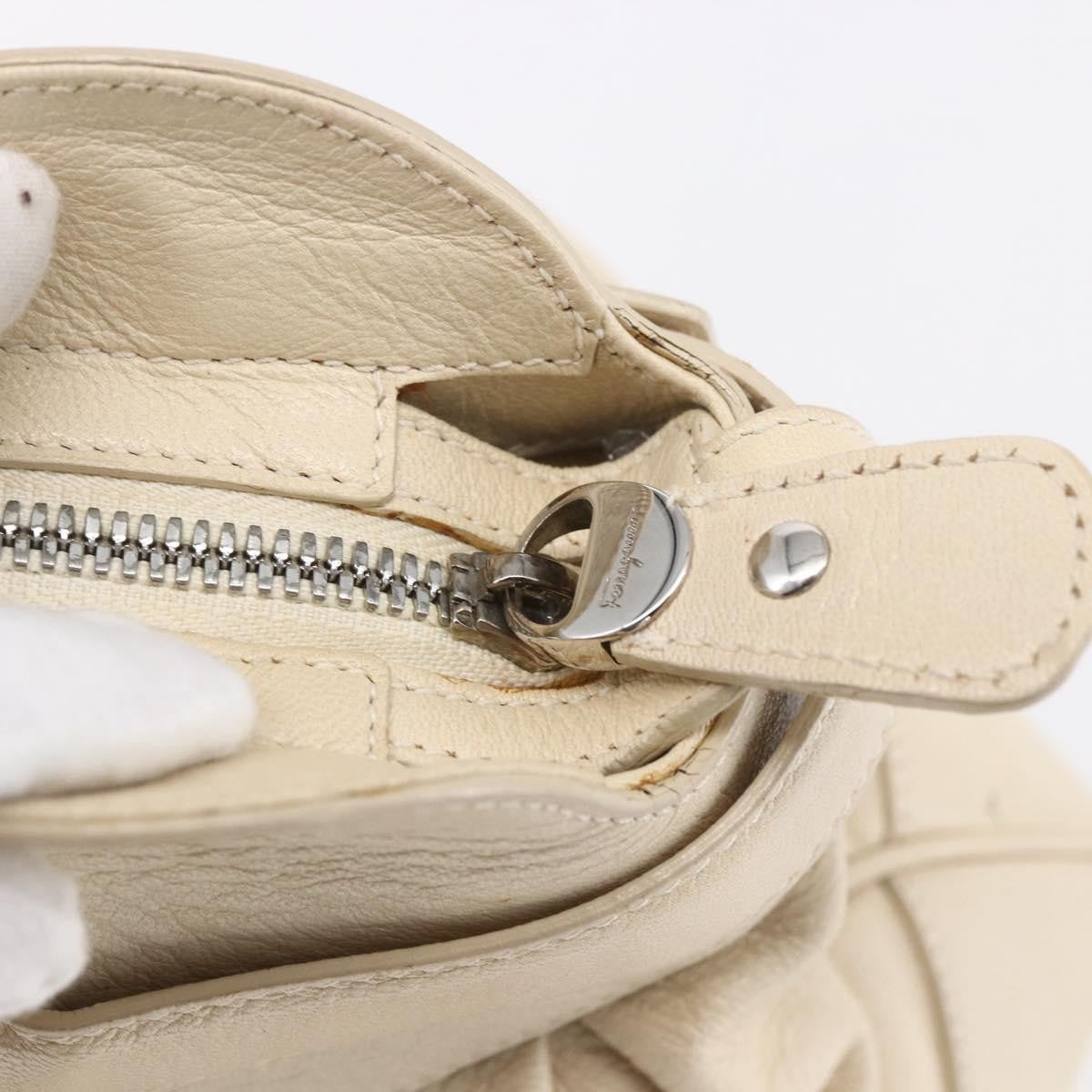 Salvatore Ferragamo Gancini handbag Leather, BEIGE, LEATHER, Handbag