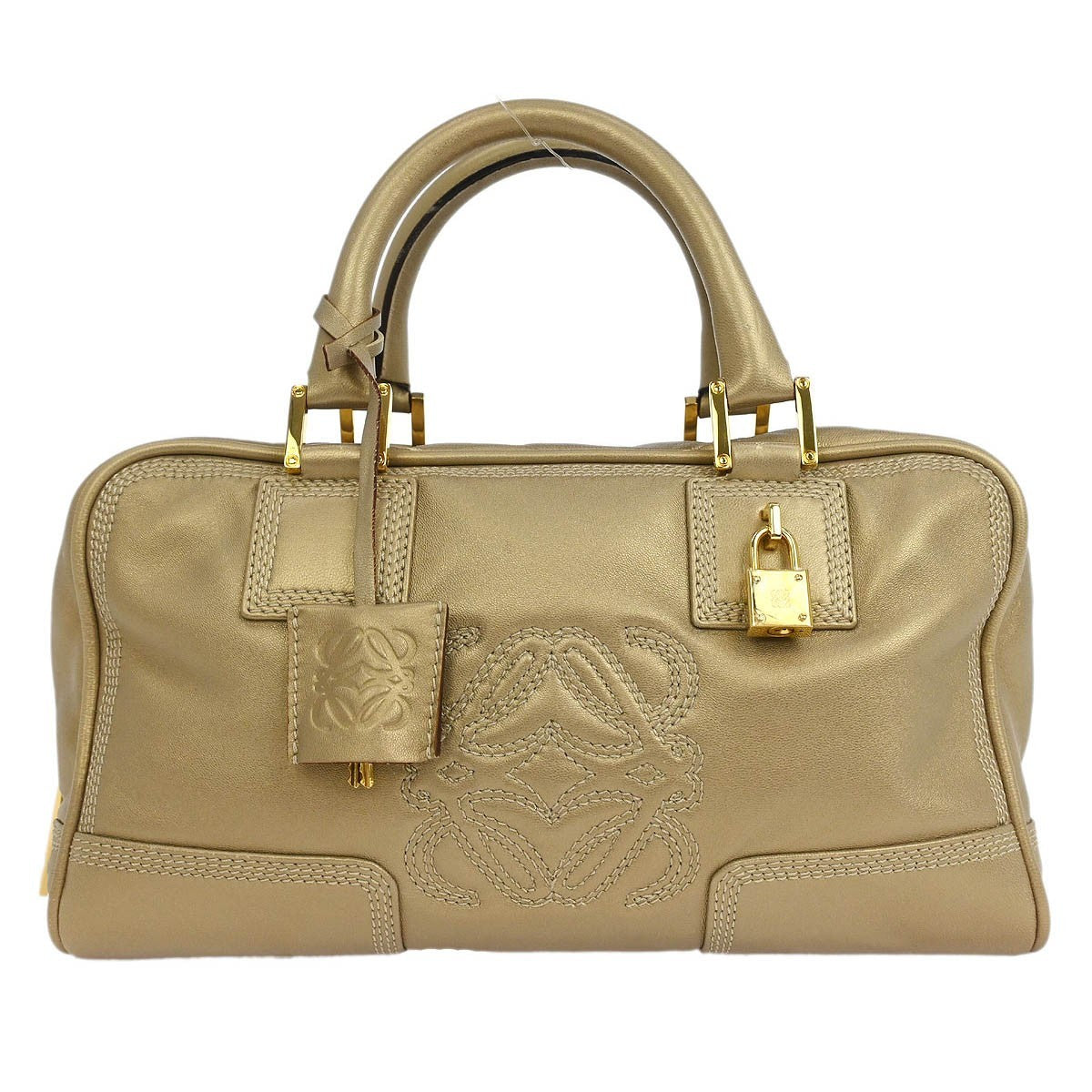 Loewe Amazona Bag Leather, GOLD, LEATHER, Handbag