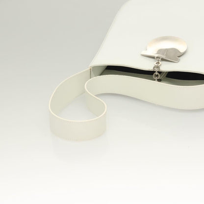 Salvatore Ferragamo Gancini Shoulder Bag Leather, WHITE, LEATHER, Shoulder bag