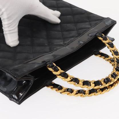 Chanel Chocolate bar tote Leather, BLACK, PATENT_LEATHER, Handbag