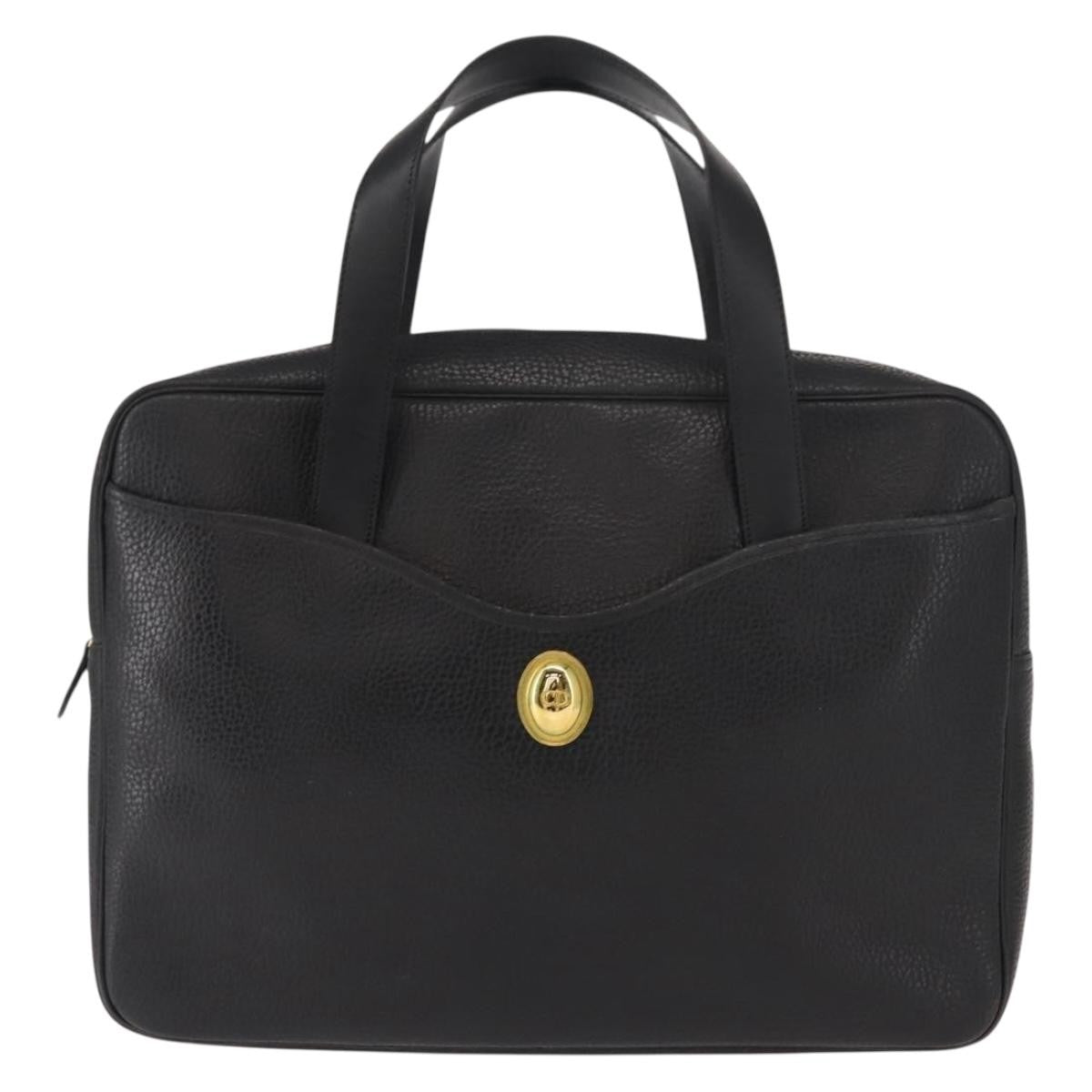 Christian Dior Vintage CD Handbag Leather, BLACK, LEATHER, Briefcase