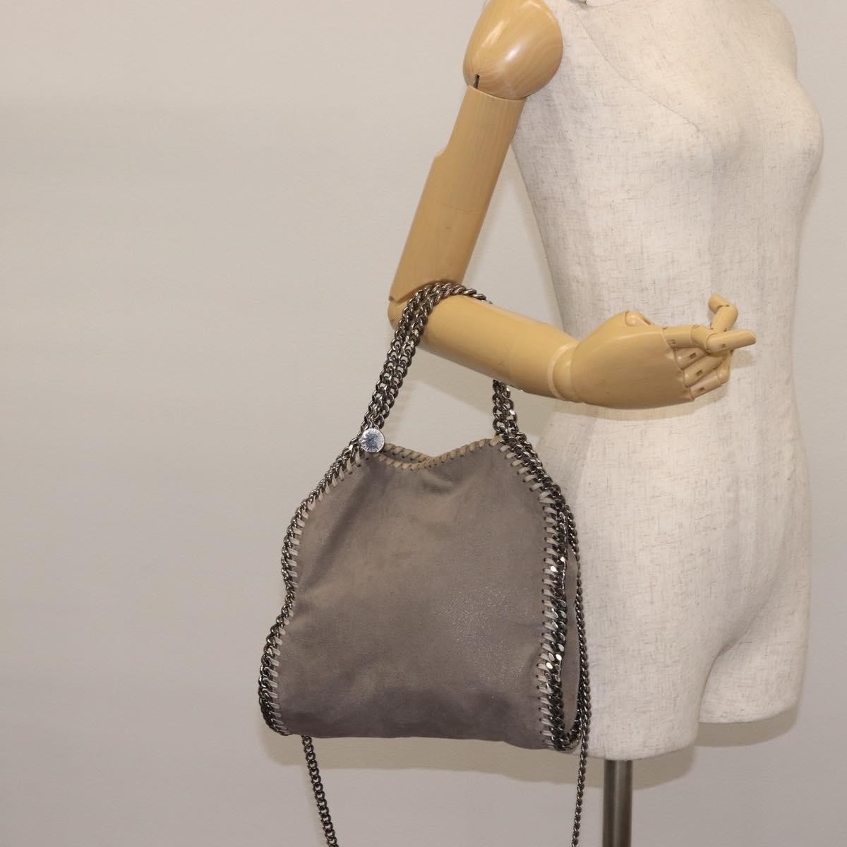 Stella McCartney Falabella Fold Over Crossbody Bag Suede, Gray, Synthetic, Shoulder Bag