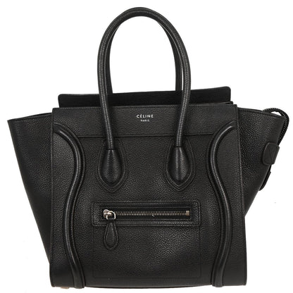Celine Luggage Bag Smooth Leather, BLACK, LEATHER, Handbag