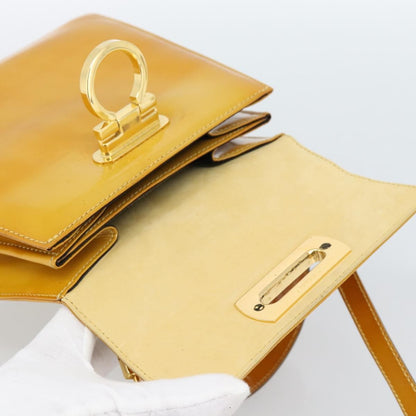 Salvatore Ferragamo Gancini handbag Patent leather, Yellow, Patent Leather, Handbag