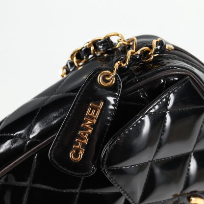 Chanel Vintage Square Front Pocket Camera Bag Quilted Patent, BLACK, PATENT_LEATHER, Crossbody bag