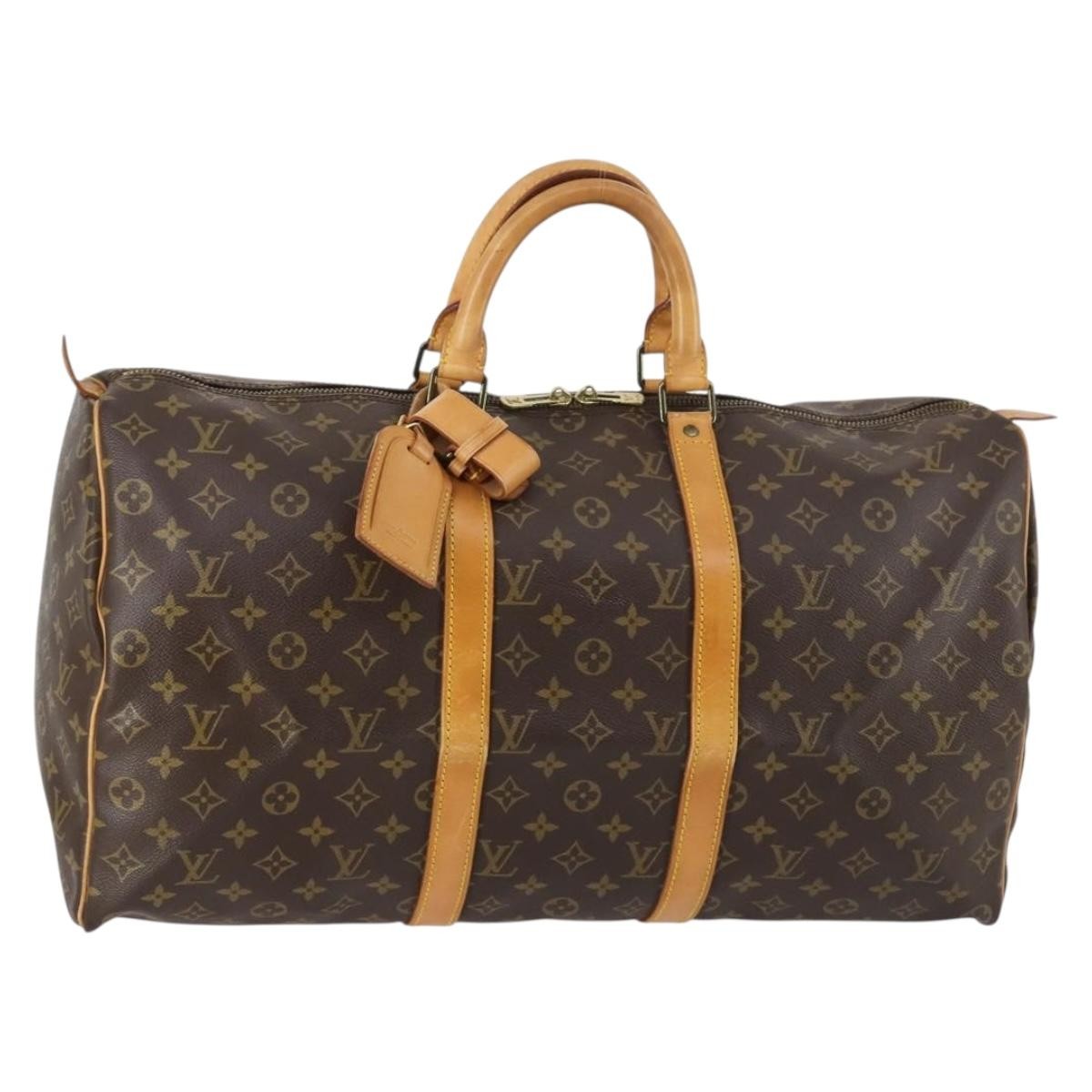 Louis Vuitton Keepall Bag Monogram Canvas, BROWN, CANVAS, Travel bag