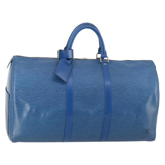 Louis Vuitton Keepall Bag Epi Leather, BLUE, LEATHER, Travel bag