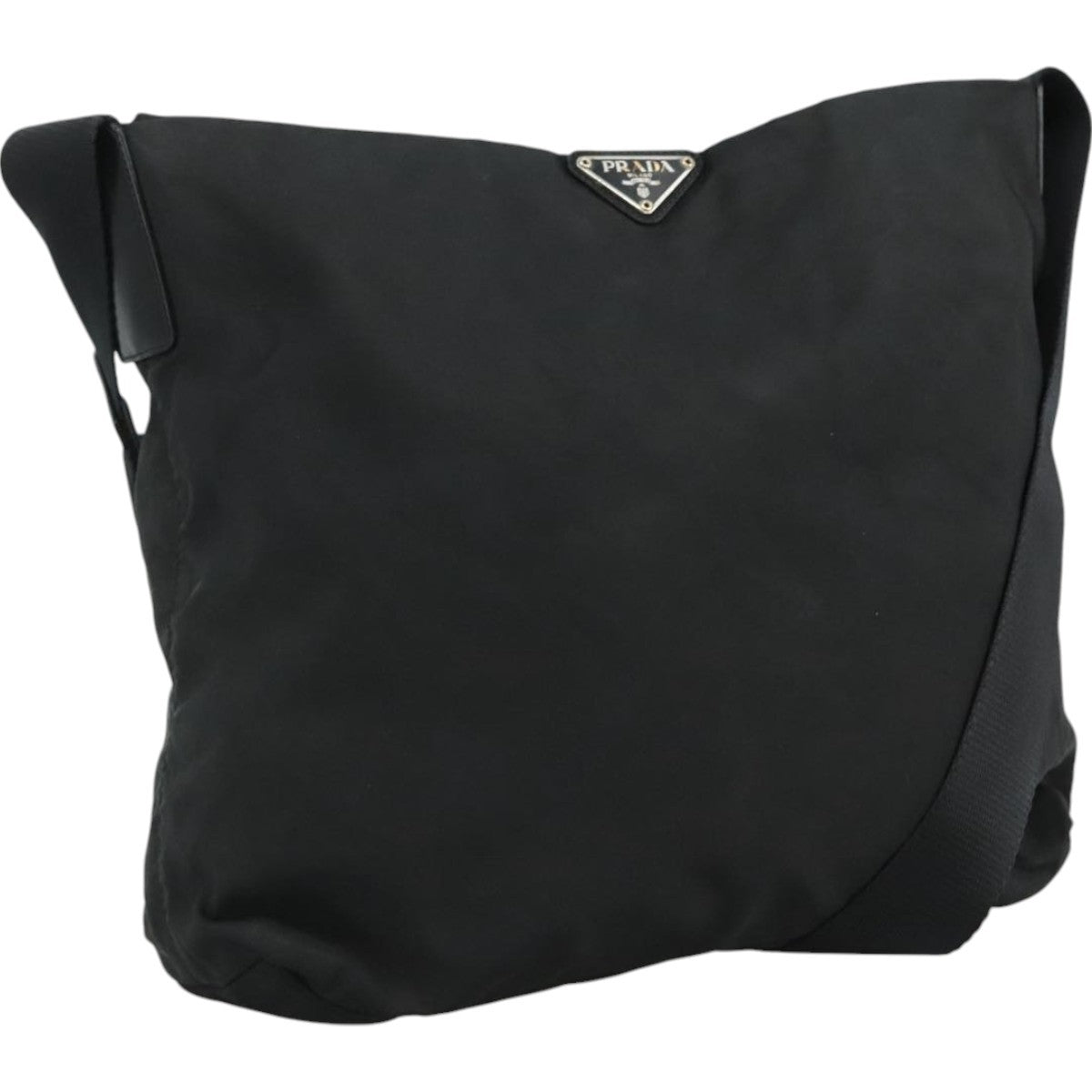 Prada Flat Messenger Bag Tessuto, BLACK, NYLON, Shoulder bag
