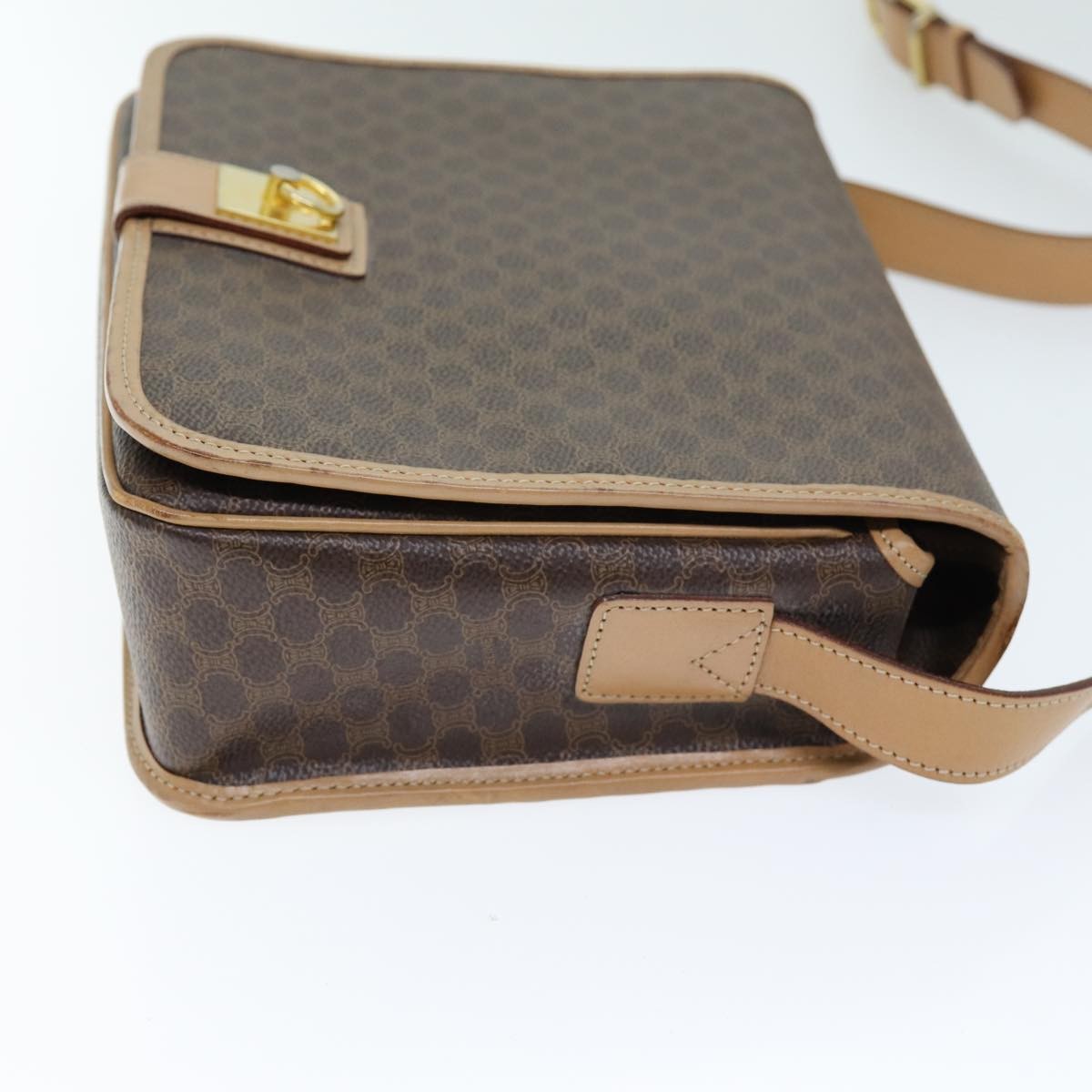 Celine Macadam Shoulder Bag PVC Leather, BROWN, CANVAS, Shoulder bag