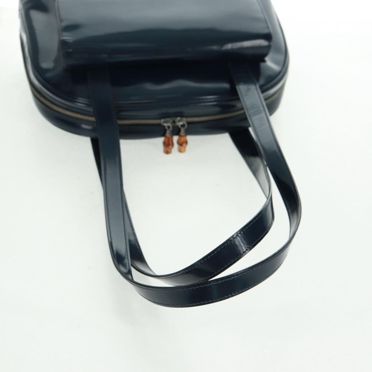Gucci Vintage Bamboo Shoulder Bag Leather, NAVY, LEATHER, Shoulder bag