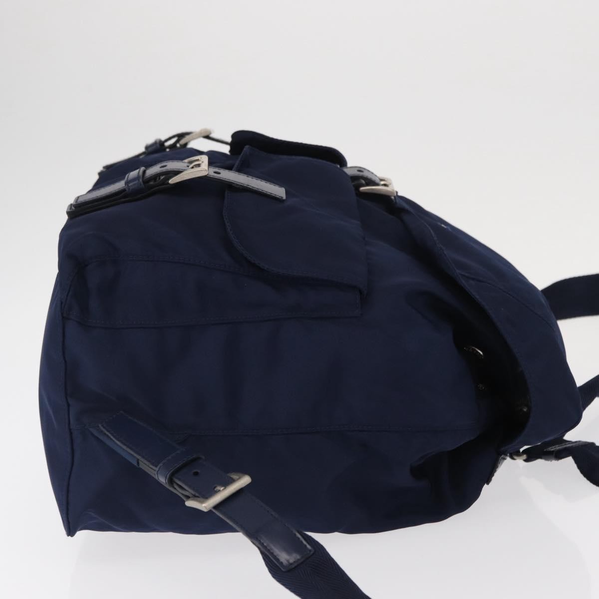 Prada Vela Double Front Pocket Backpack Tessuto with Saffiano Leather, BLUE, NYLON, Backpack