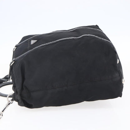 Prada Vintage Tote Tessuto with Leather, BLACK, NYLON, Tote bag