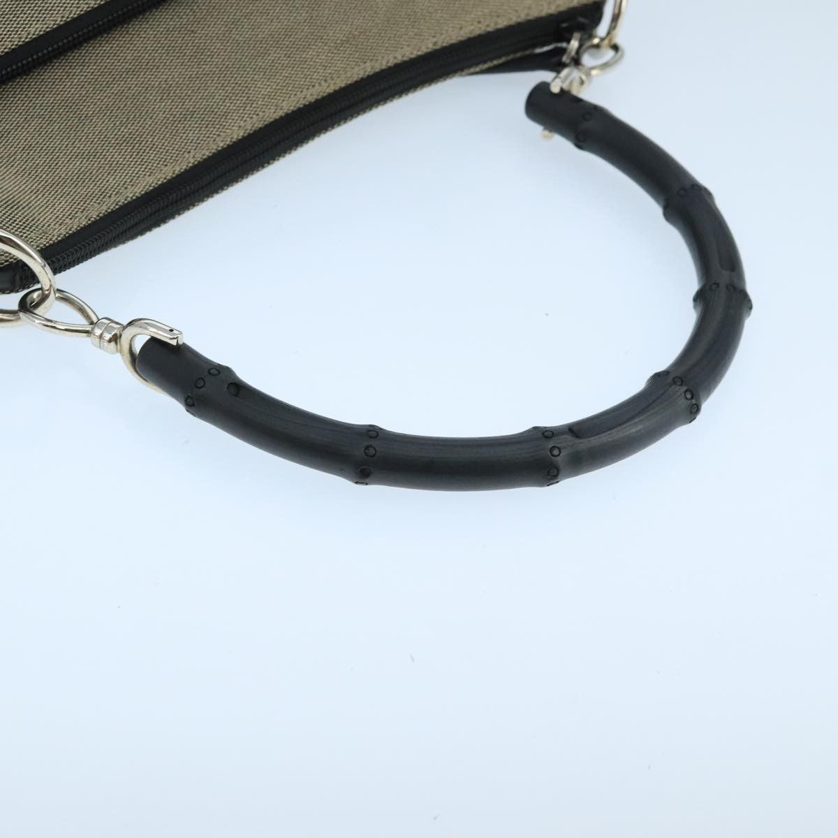 Gucci Vintage Bamboo Handle Tote Canvas, BEIGE, CANVAS, Shoulder bag