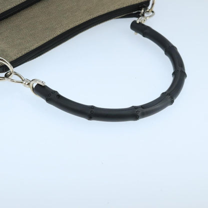 Gucci Vintage Bamboo Handle Tote Canvas, BEIGE, CANVAS, Shoulder bag