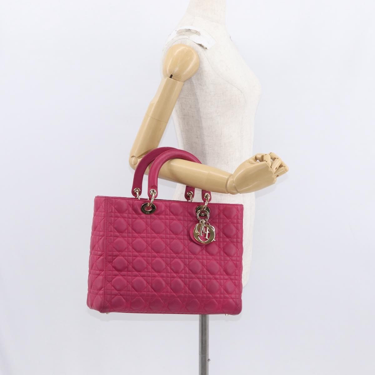 Christian Dior Lady Dior Bag Cannage Quilt Lambskin, PINK, LEATHER, Handbag