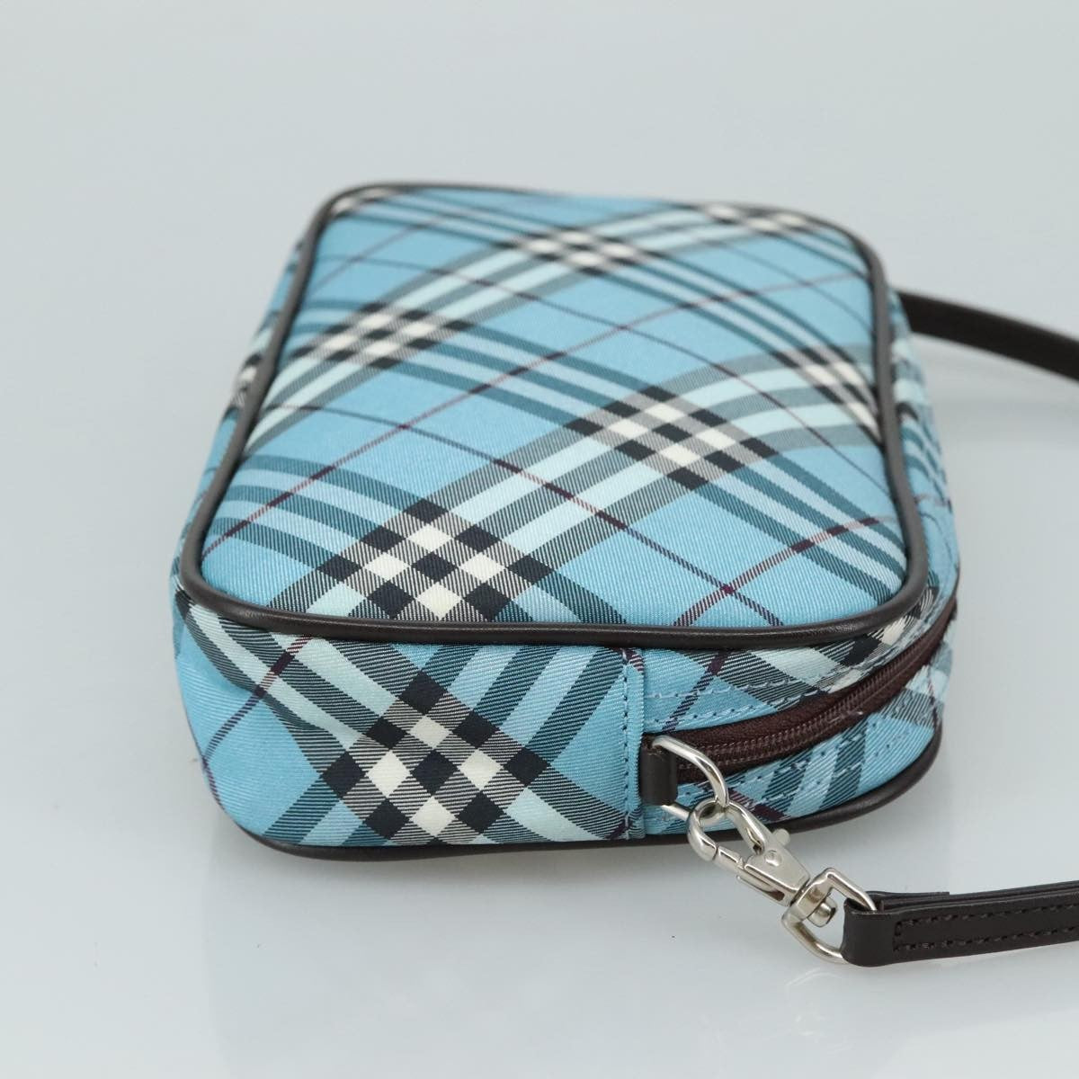 Burberry Nova Handbag Check Pattern, BLUE, NYLON, Clutche & pouche