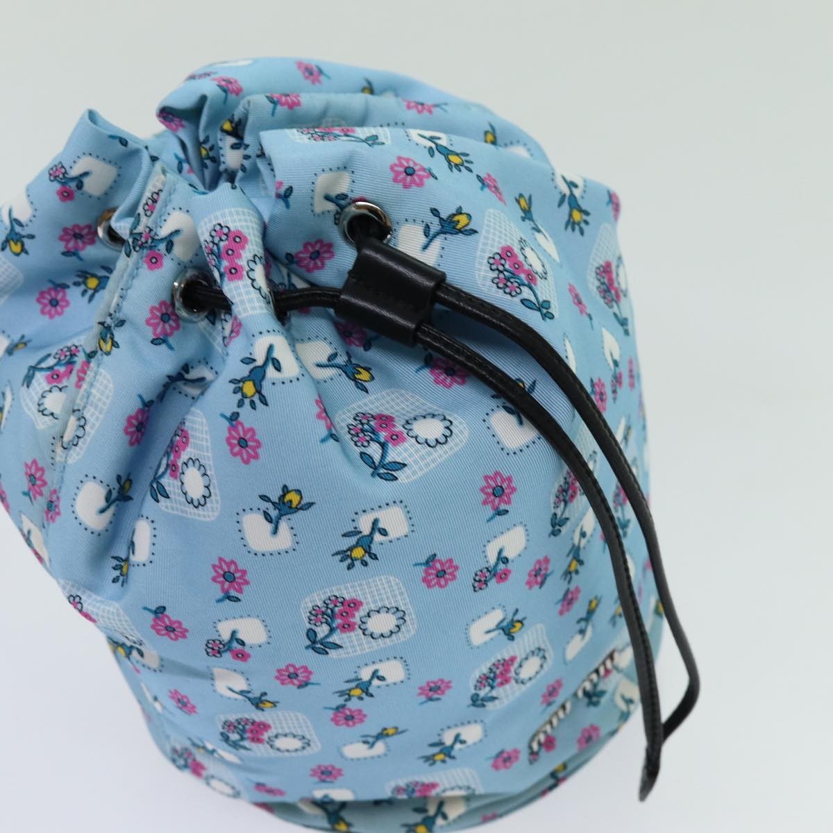 Miu Miu Drawstring Pouch Nylon, BLUE, NYLON, Clutche & pouche
