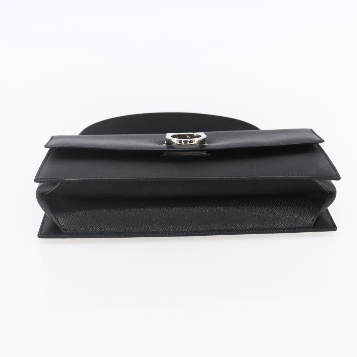 Salvatore Ferragamo Gancini handbag Leather, BLACK, LEATHER, Shoulder bag