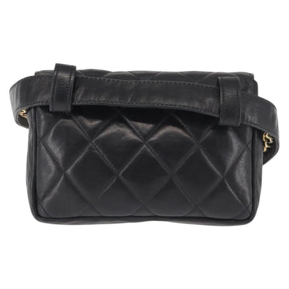 Chanel Vintage CC Flap Waist Bag Quilted Lambskin, BLACK, LEATHER, Shoulder bag