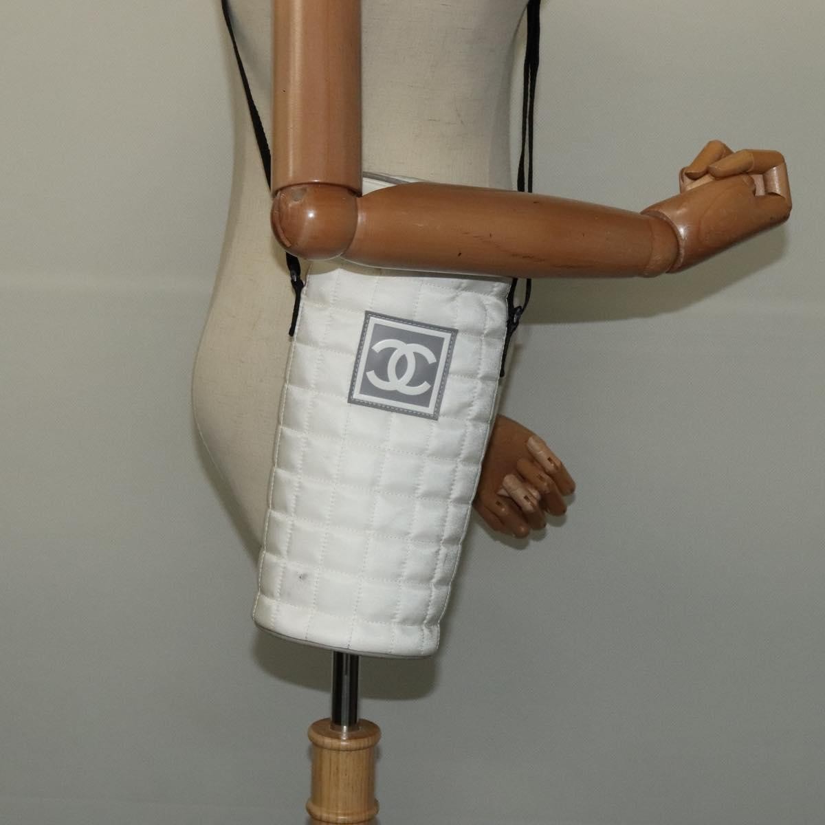 Chanel Sport Line Bottle Holder Nylon, WHITE, NYLON, Clutche & pouche