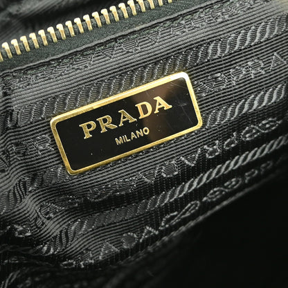 Prada Zip Convertible Shopping Tote Tessuto with Saffiano Leather, BLACK, NYLON, Tote bag