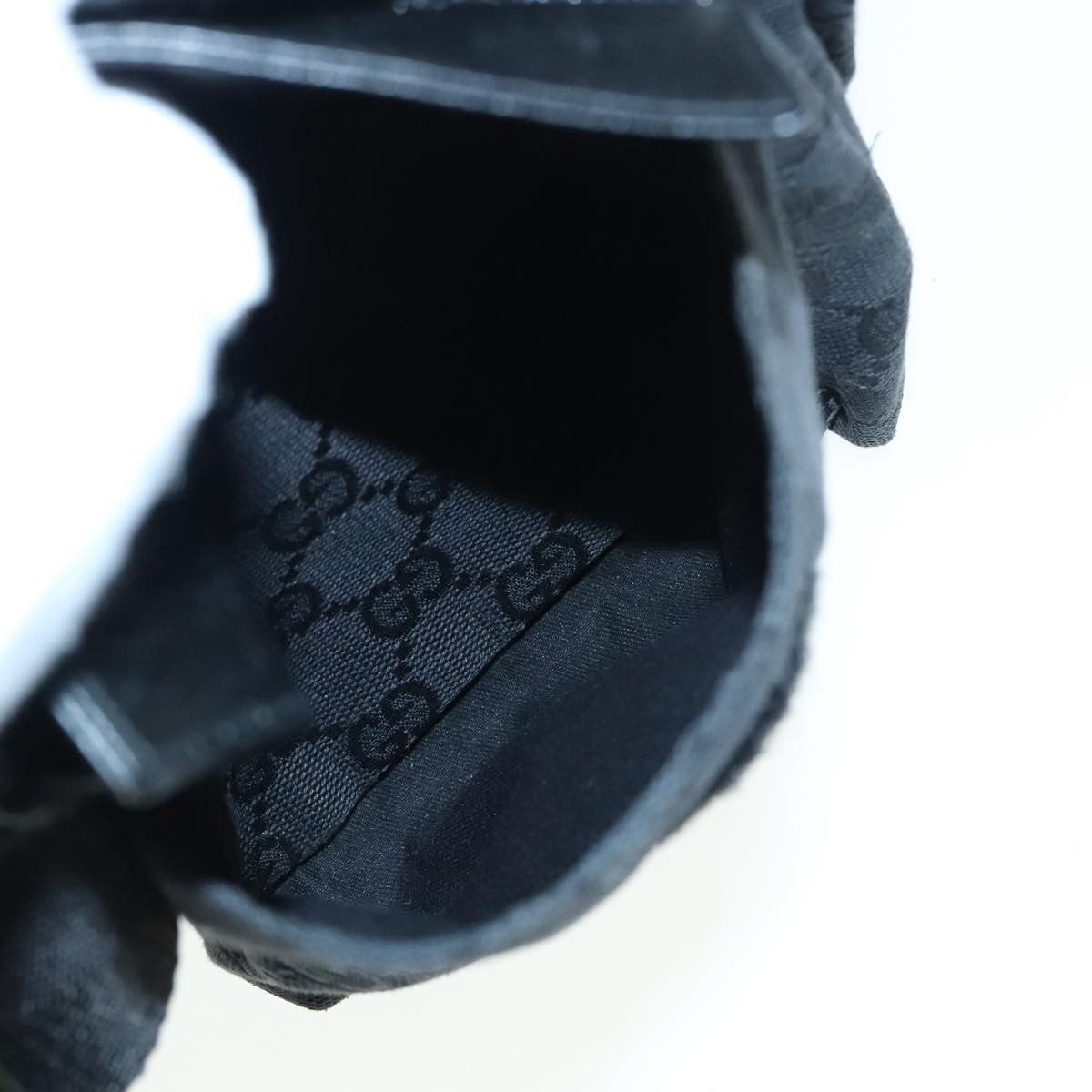 Gucci Vintage Double Belt Bag GG Canvas with Leather, BLACK, CANVAS, Clutche & pouche