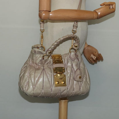Miu Miu Coffer Convertible Satchel Matelasse Leather, BEIGE, LEATHER, Handbag